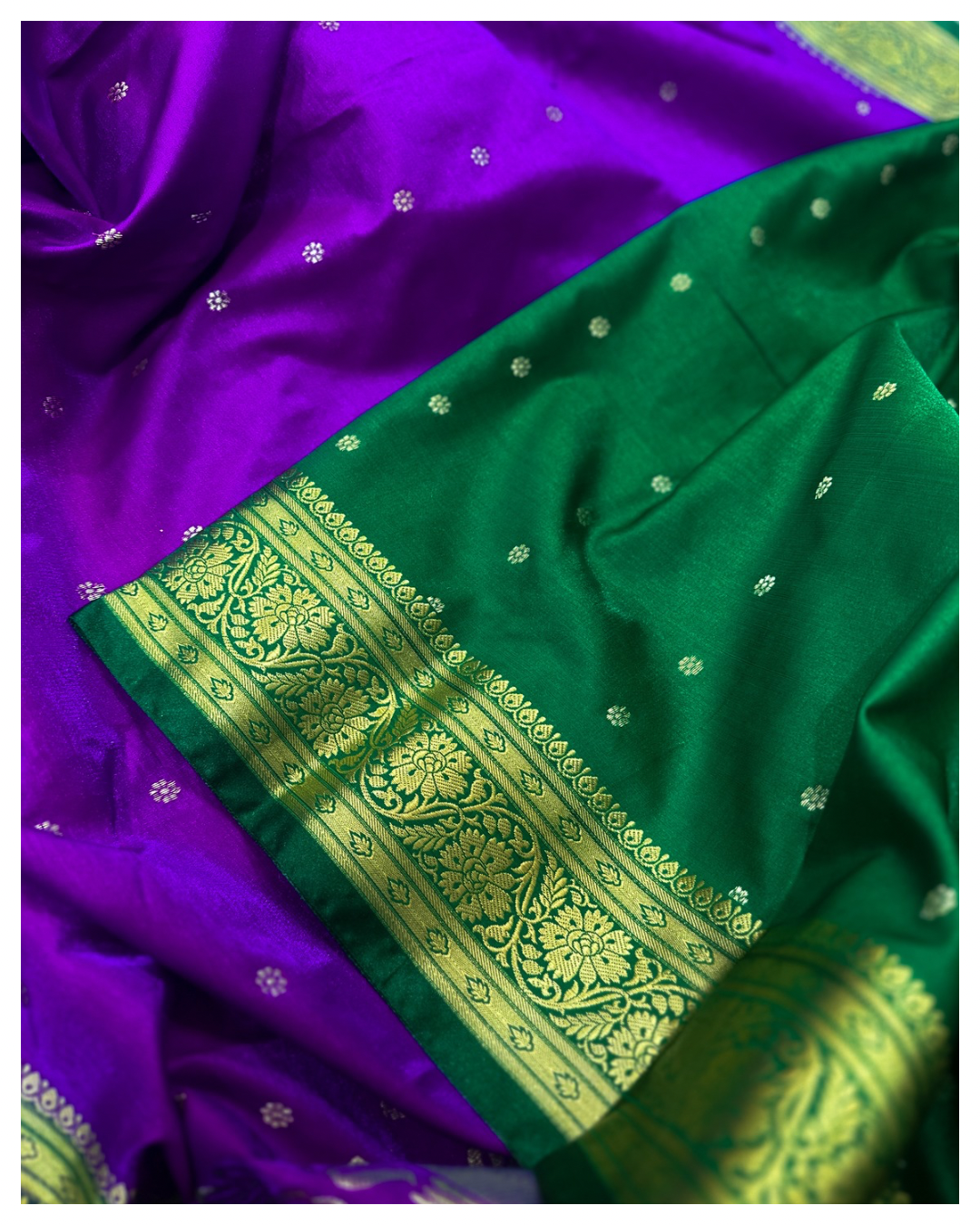 Purple Banarasi Silk Saree with Zari Border