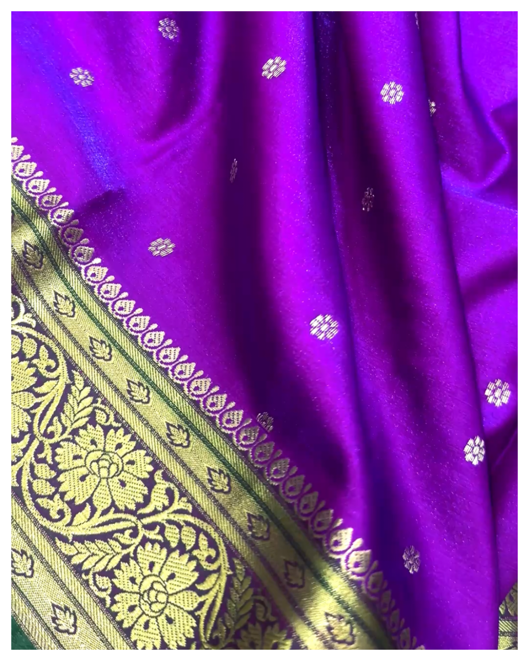Purple Banarasi Silk Saree with Zari Border